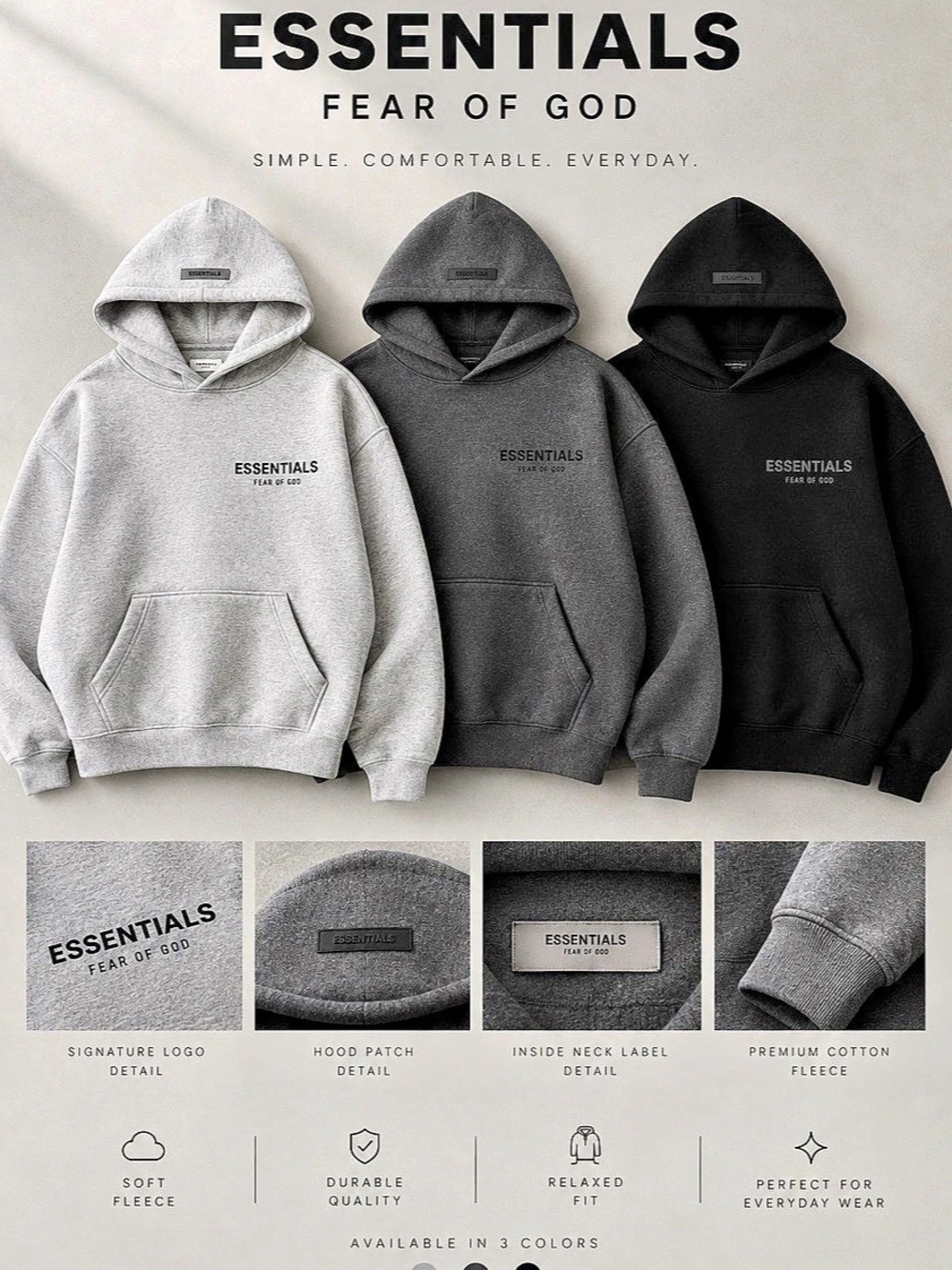 Essentials Fear of God Essentials Pullover Hoodie Pullover Hoodie Gray & Black